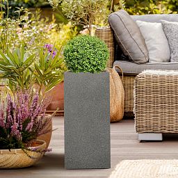 IDEALIST Lite Textured Concrete Effect Tall Square Outdoor Planter