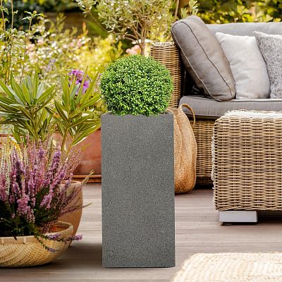 IDEALIST Lite Textured Concrete Effect Tall Square Outdoor Planter