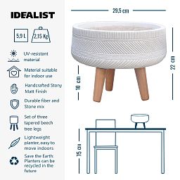 IDEALIST Lite Striped Tray Round Planter on Legs, Round Pot Plant Stand Indoor