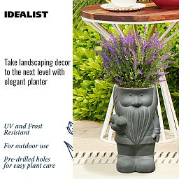 IDEALIST Lite Gnome with Mushrooms Oval Plant Pot Outdoor