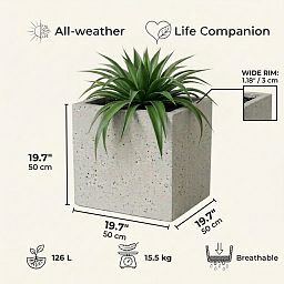 IDEALIST Lite Square Box Contemporary Marble Light Concrete Planter