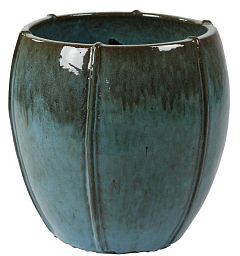 Ceramic Round Lined Glossy Planter Pot In/Out