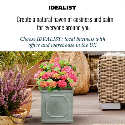 IDEALIST Lite Faux Lead Chelsea Box Square Light Concrete Planter