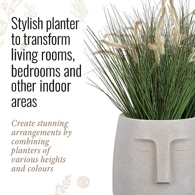 IDEALIST Lite Textured Concrete Effect Oval Indoor Face Pot