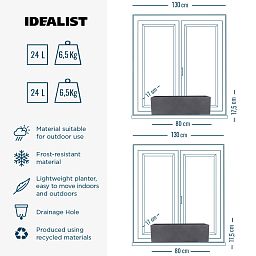 IDEALIST Lite Window Box Light Concrete Planter Set
