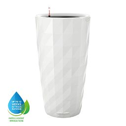 LECHUZA DIAMANTE Premium Glossy Round Tall Poly Resin Self-watering Planter