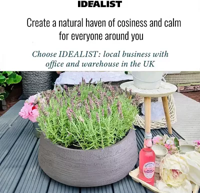 IDEALIST Lite Ribbed Light Concrete Bowl Planter
