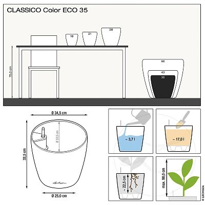 LECHUZA CLASSICO Color ECO Round PCR Plastic Self-watering Planter