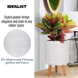 IDEALIST Lite Plaited Style Cylinder Planter on Legs, Round Pot Plant Stand Indoor