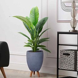 IDEALIST Lite Striped Egg Planter on Legs, Round Pot Plant Stand Indoor