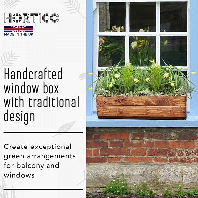 Rustic Scandinavian Redwood Window Box Outdoor Planter Made in UK by HORTICO