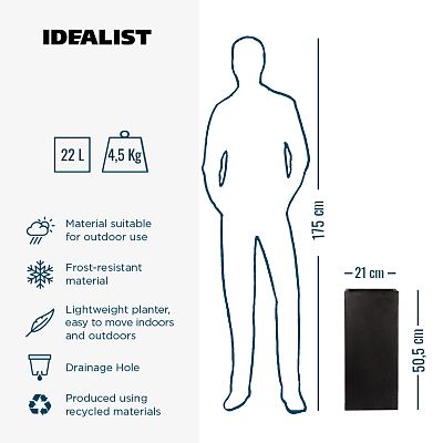 IDEALIST Lite Tall Square Contemporary Light Concrete Planter