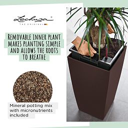 LECHUZA CUBICO Square Tall Poly Resin Self-watering Planter