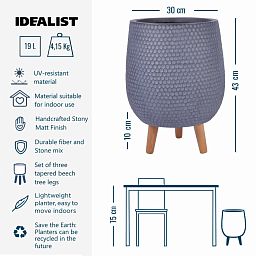 IDEALIST Lite Honeycomb Style Egg Planter on Legs, Round Pot Plant Stand Indoor