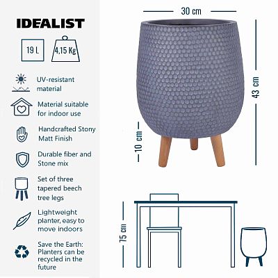 IDEALIST Lite Honeycomb Style Egg Planter on Legs, Round Pot Plant Stand Indoor