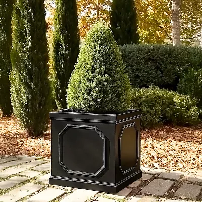 IDEALIST Lite Faux Lead Chelsea Box Square Light Concrete Planter