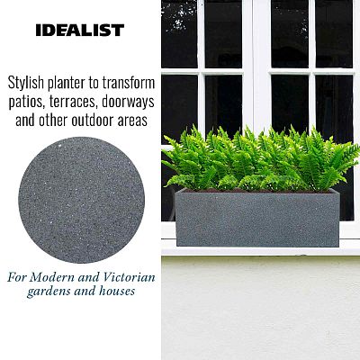 IDEALIST Lite Textured Concrete Effect Trough Outdoor Planter
