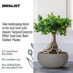 IDEALIST Lite Textured Concrete Effect Bowl Outdoor Planter
