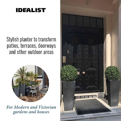 IDEALIST Lite Tall Tapered Contemporary Light Concrete Planter Set