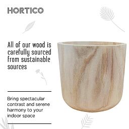 HORTICO CRAFT Wooden House Planter Round Indoor Plant Pot for House Plants with Waterproof Liner