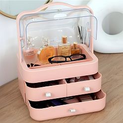 Portable Pink Plastic Makeup Organiser with Handle and 3 Drawers by Froppi