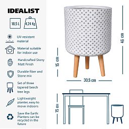 IDEALIST Lite Dotted Style Planter on Legs, Round Plant Pot Indoor