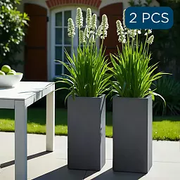 IDEALIST Lite Tall Square Contemporary Light Concrete Planter Set