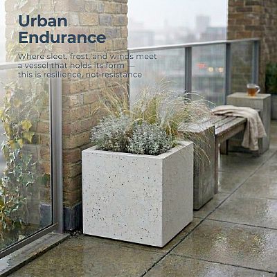IDEALIST Lite Square Box Contemporary Marble Light Concrete Planter