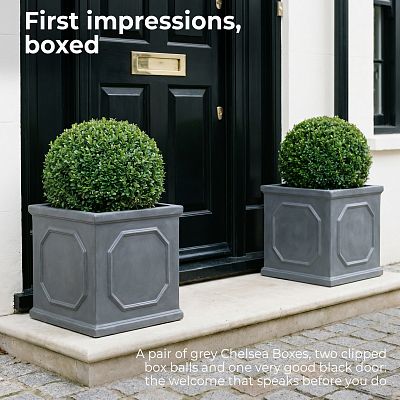 IDEALIST Lite Faux Lead Chelsea Box Square Light Concrete Planter