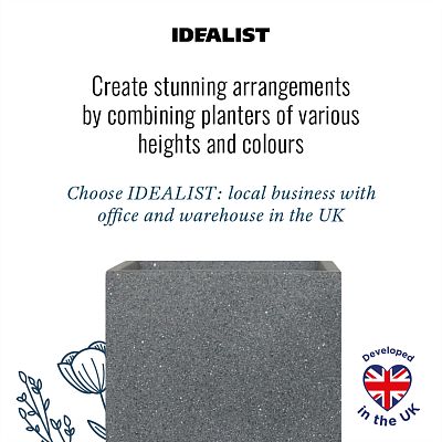 IDEALIST Lite Textured Concrete Effect Tall Square Outdoor Planter