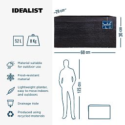 IDEALIST Lite Ribbed Light Concrete Trough Planter