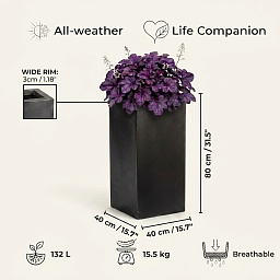 IDEALIST Lite Tall Square Contemporary Light Concrete Planter