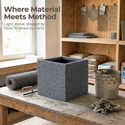 IDEALIST Lite Textured Concrete Effect Square Outdoor Planter