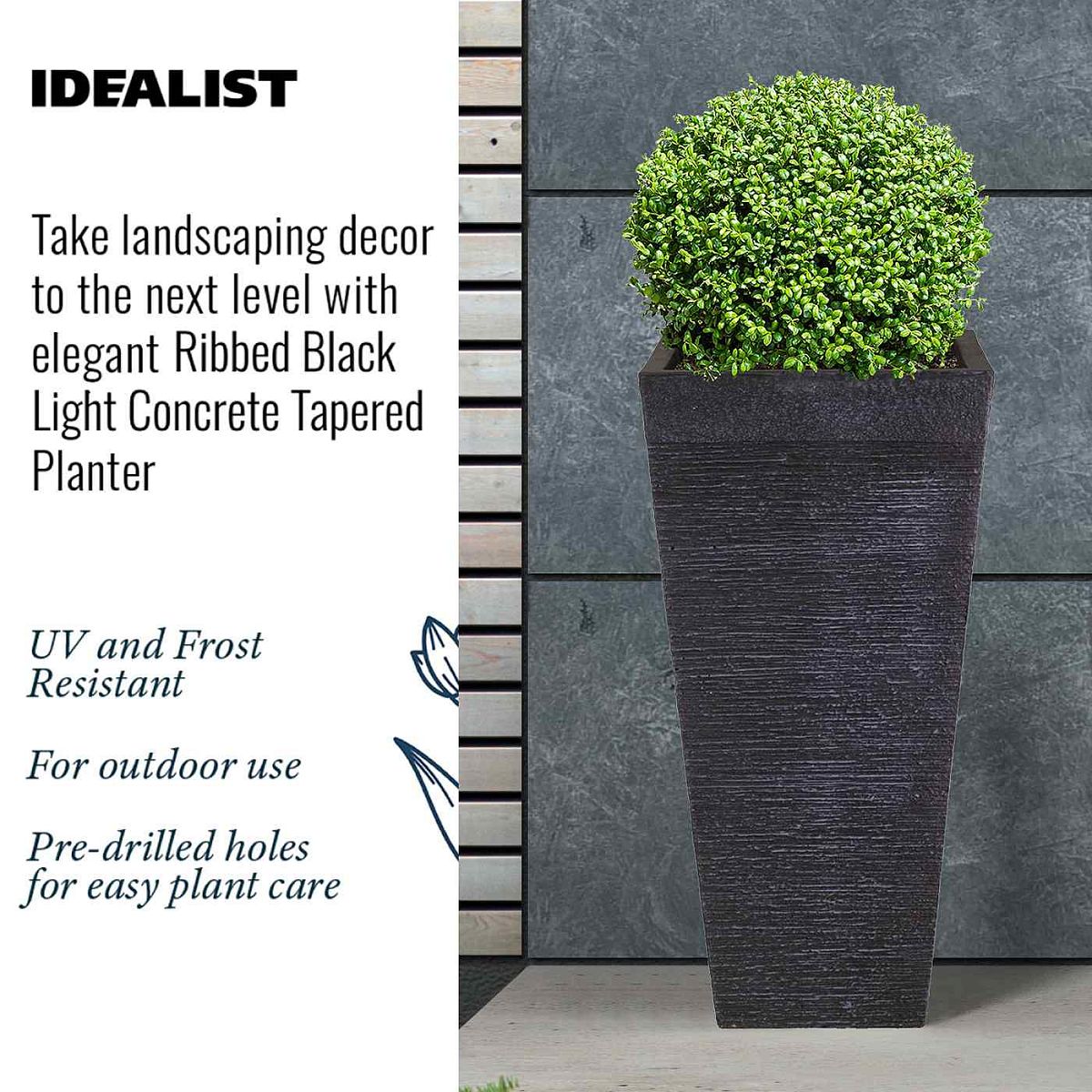 Ribbed Light Concrete Tapered Planter by Idealist Lite
