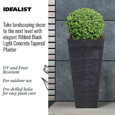 IDEALIST Lite Ribbed Light Concrete Tapered Planter