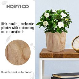 HORTICO CRAFT Wooden House Planter Round Indoor Plant Pot for House Plants with Waterproof Liner