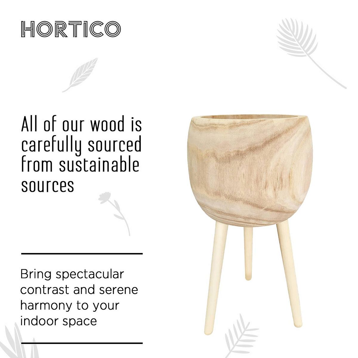 HORTICO TREND Wooden House Planter with Legs, Tall Indoor Plant Pot Stand with Waterproof Liner