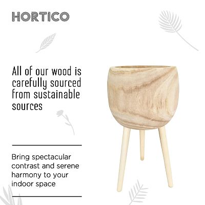 HORTICO TREND Wooden House Planter with Legs, Tall Indoor Plant Pot Stand with Waterproof Liner