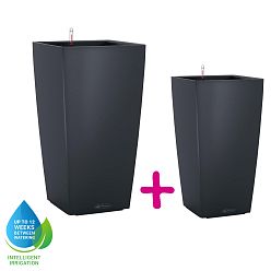 LECHUZA CUBICO Color Square Tall Poly Resin Self-watering Planter Set