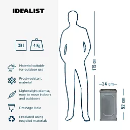 IDEALIST Lite Faux Lead Chelsea Light Concrete Tall Square Planter