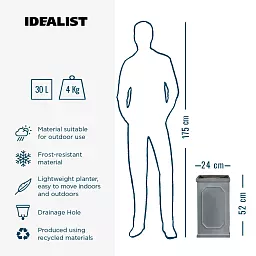 IDEALIST Lite Faux Lead Chelsea Light Concrete Tall Square Planter