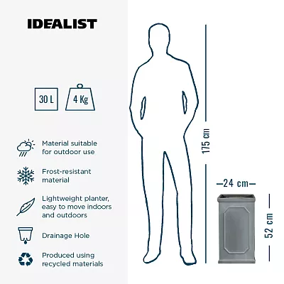 IDEALIST Lite Faux Lead Chelsea Light Concrete Tall Square Planter