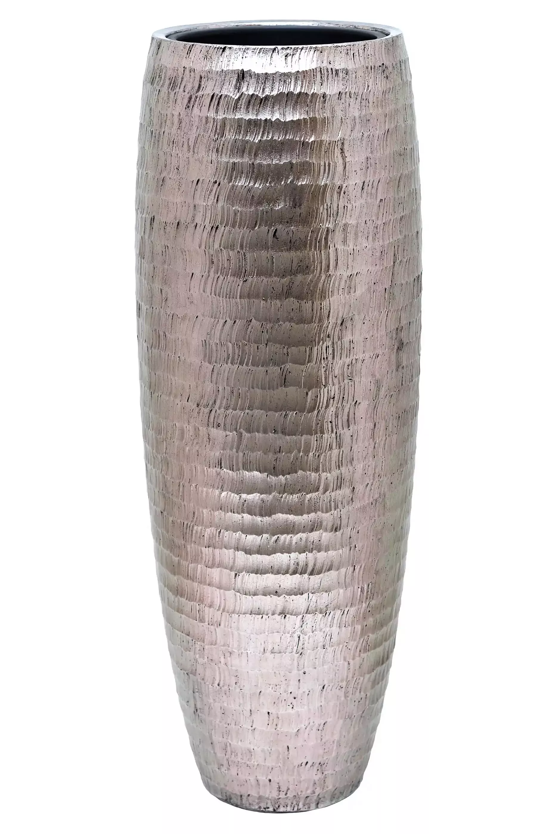 Opus Hammered Polystone Tall Planter + Liner | Round Large Indoor Plant Pot