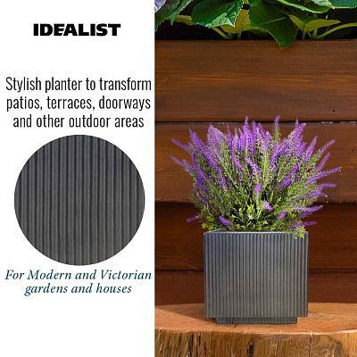IDEALIST Lite Vertical Ribbed Square Effect Outdoor Planter