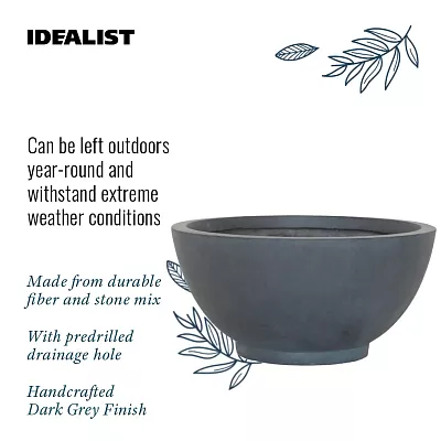 IDEALIST Lite Dish Style Smooth Bowl Outdoor Planter