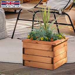 Rustic Scandinavian Redwood Square Outdoor Planter Made in UK by HORTICO