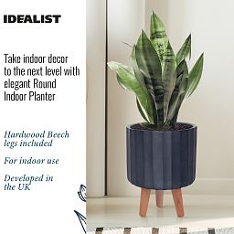 IDEALIST Lite Modern Ribbed Cylinder Planter on Legs, Round Pot Plant Stand Indoor