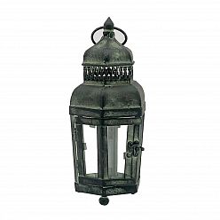 Hexagon Antique Strong Metal Garden Dark Silver Lantern with Latch