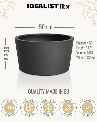 HALO Tapered Round Outdoor Fiberglass Planter