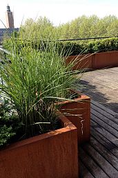 Andes Cube Corten Steel Outdoor Planter